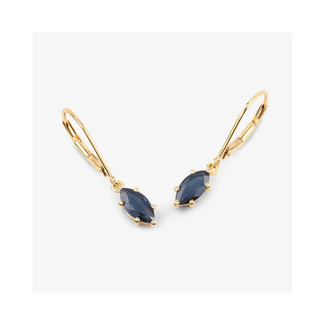 1.20 Ct Marquise Blue Sapphire Prong 10K Gold Dangle Earrings