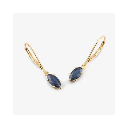 1.20 Ct Marquise Blue Sapphire Prong 10K Gold Dangle Earrings
