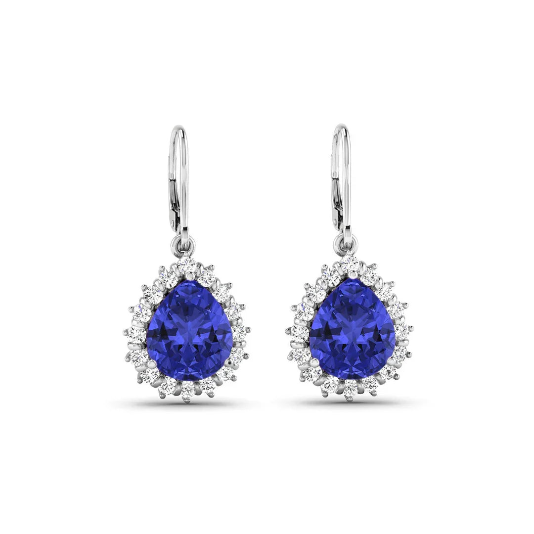 Genuine Tanzanite and Diamond Dangle Earrings