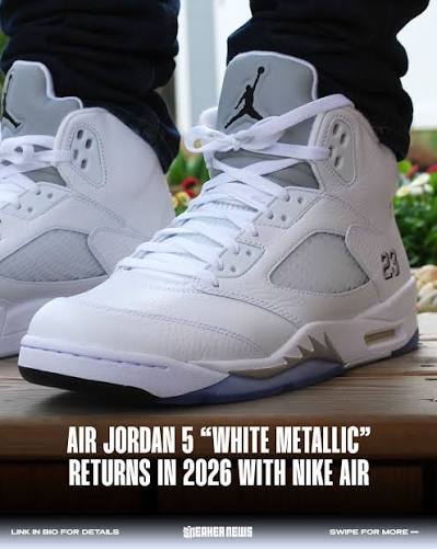 Men's Air Jordan 5 Retro - White Metallic (2026)