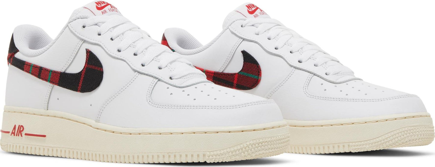 Nike Men's Air Force 1 Low '07 Lv8 'Tartan Plaid White University Red' Sneakers