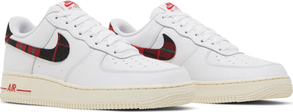 Nike Men's Air Force 1 Low '07 Lv8 'Tartan Plaid White University Red' Sneakers