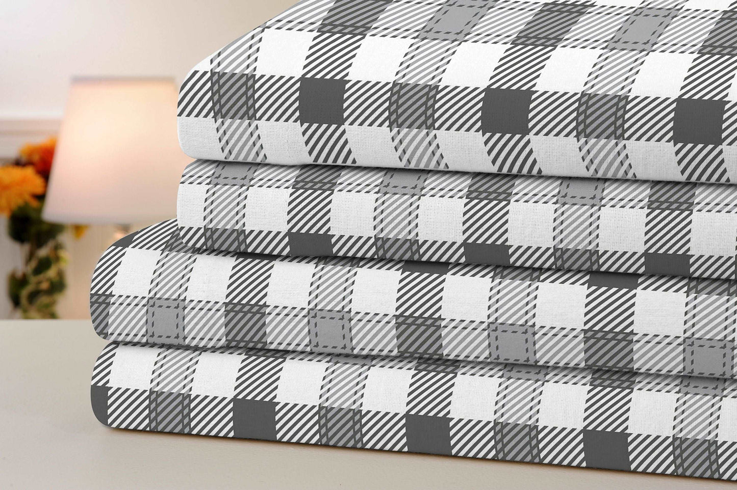 Bibb Home Printed Cotton 4 Piece Sheet Set