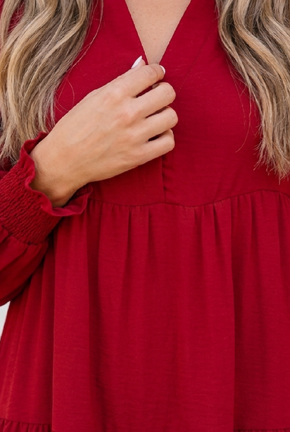 Threaded Pear Melani Tiered Shift Midi Dress