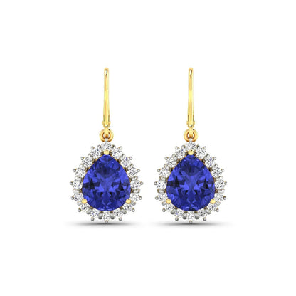 Genuine Tanzanite and Diamond Dangle Earrings