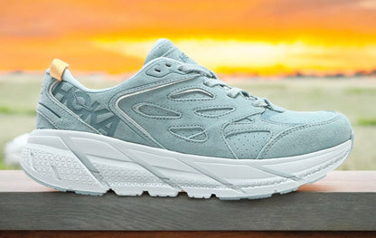 Hoka Men's One One Clifton L Suede 'Blue Ice Flow' Athletic Shoes