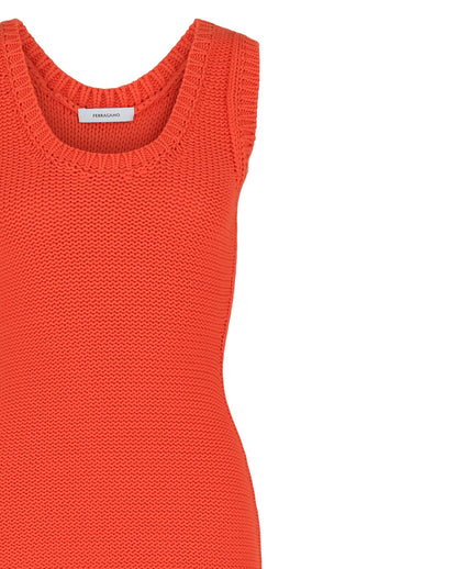 Ferragamo Sleeveless Midi Ribbed Dress