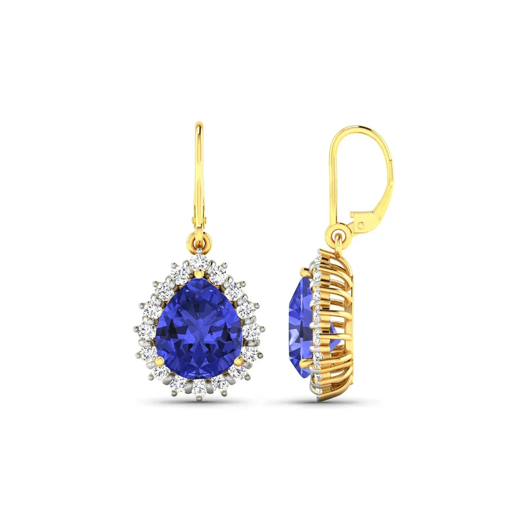 Genuine Tanzanite and Diamond Dangle Earrings