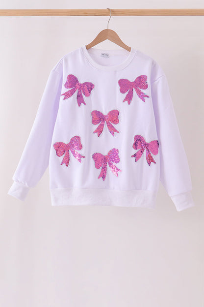 White Bow Sequin Mom & Me Sweatshirt