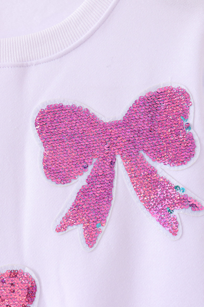 White Bow Sequin Mom & Me Sweatshirt