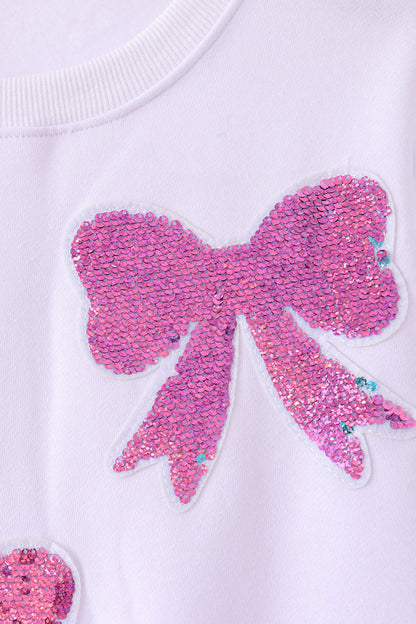 White Bow Sequin Mom & Me Sweatshirt