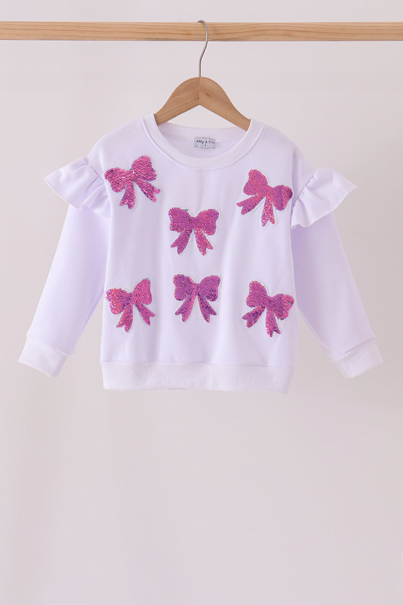 White Bow Sequin Mom & Me Sweatshirt