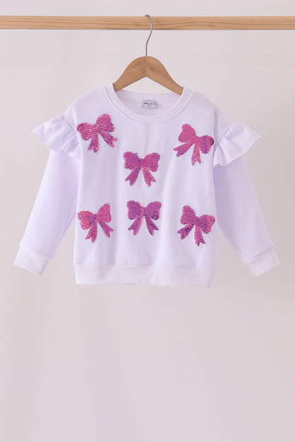 White Bow Sequin Mom & Me Sweatshirt