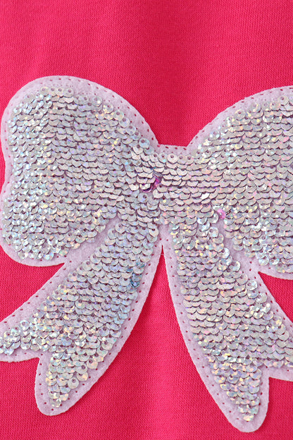 Magenta Bow Sequin Mom & Me Sweatshirt