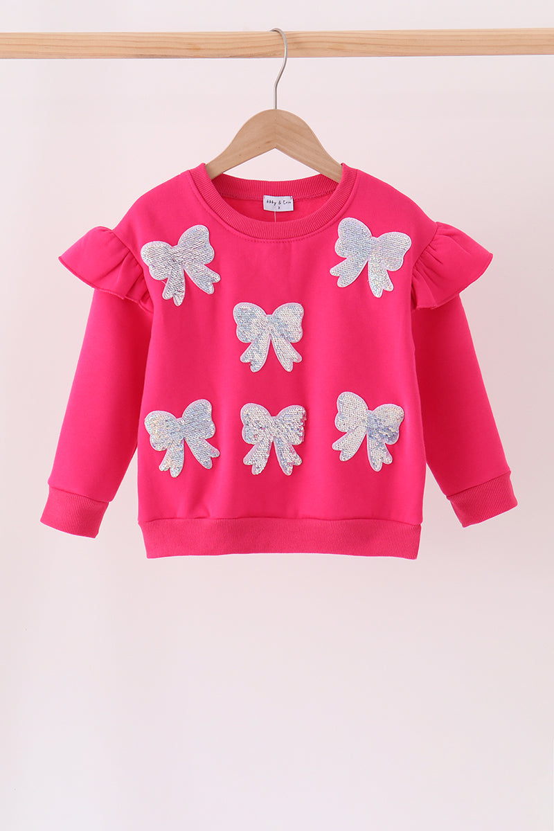 Magenta Bow Sequin Mom & Me Sweatshirt
