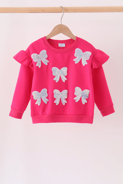 Magenta Bow Sequin Mom & Me Sweatshirt