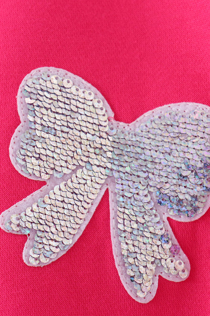 Magenta Bow Sequin Mom & Me Sweatshirt