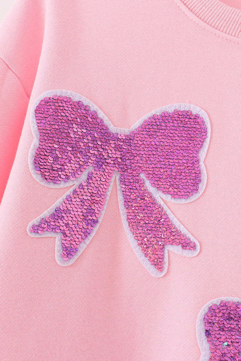 Pink Bow Sequin Mom & Me Sweatshirt