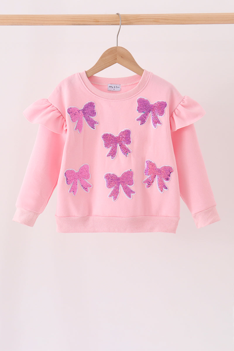 Pink Bow Sequin Mom & Me Sweatshirt