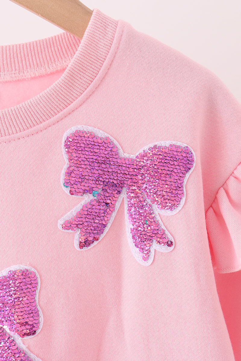 Pink Bow Sequin Mom & Me Sweatshirt