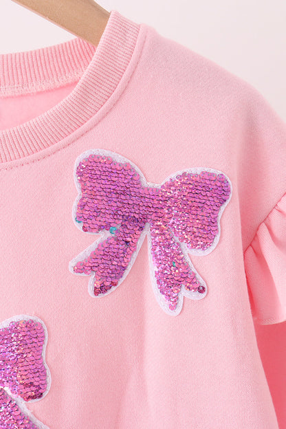 Pink Bow Sequin Mom & Me Sweatshirt