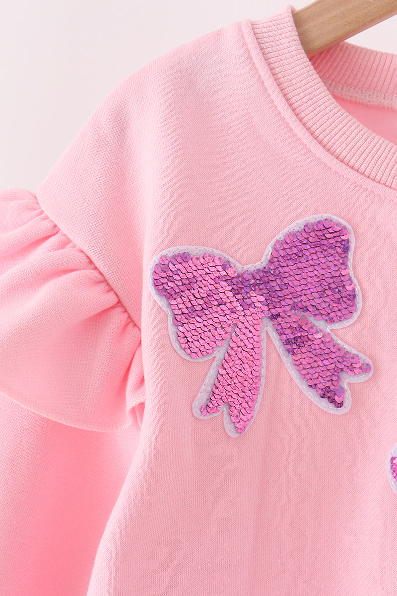 Pink Bow Sequin Mom & Me Sweatshirt
