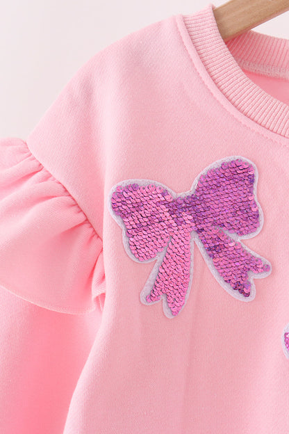 Pink Bow Sequin Mom & Me Sweatshirt