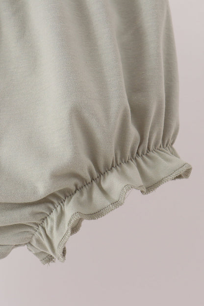 Sage Pumpkin Embroidery Bow Ruffle Bloomer Set