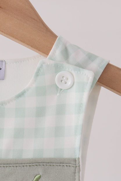 Sage Pumpkin Embroidery Gingham Jon Jon