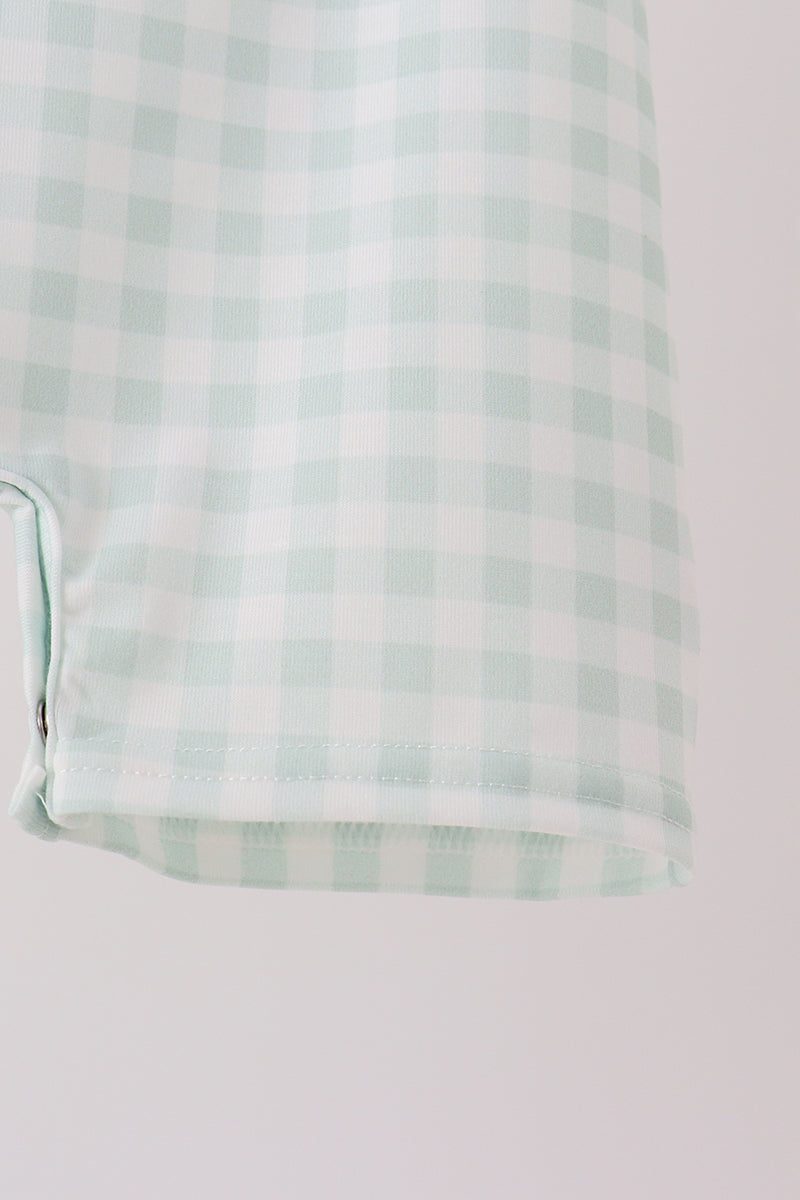 Sage Pumpkin Embroidery Gingham Jon Jon