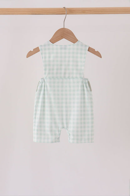 Sage Pumpkin Embroidery Gingham Jon Jon