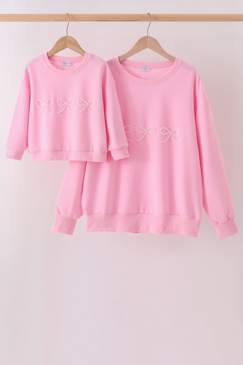 Pink Bow Pearl Mom & Me Sweatshirt