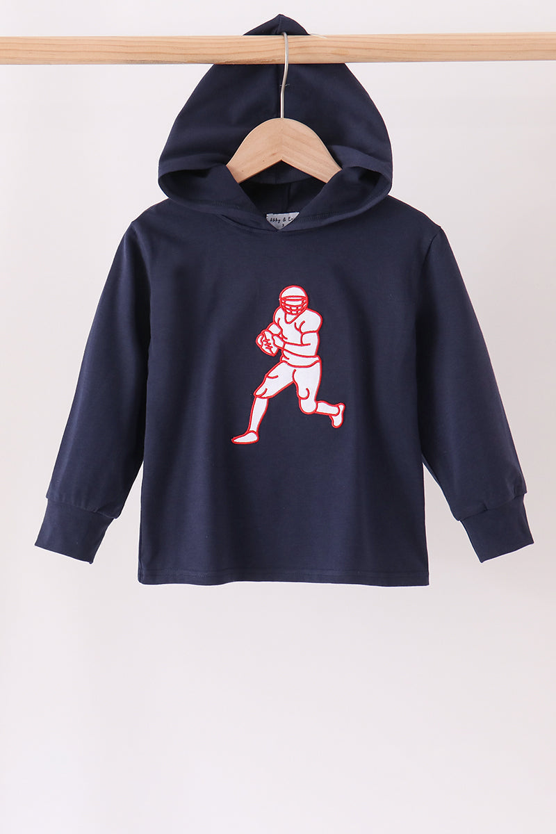 Navy Football Embroidery Hoodie