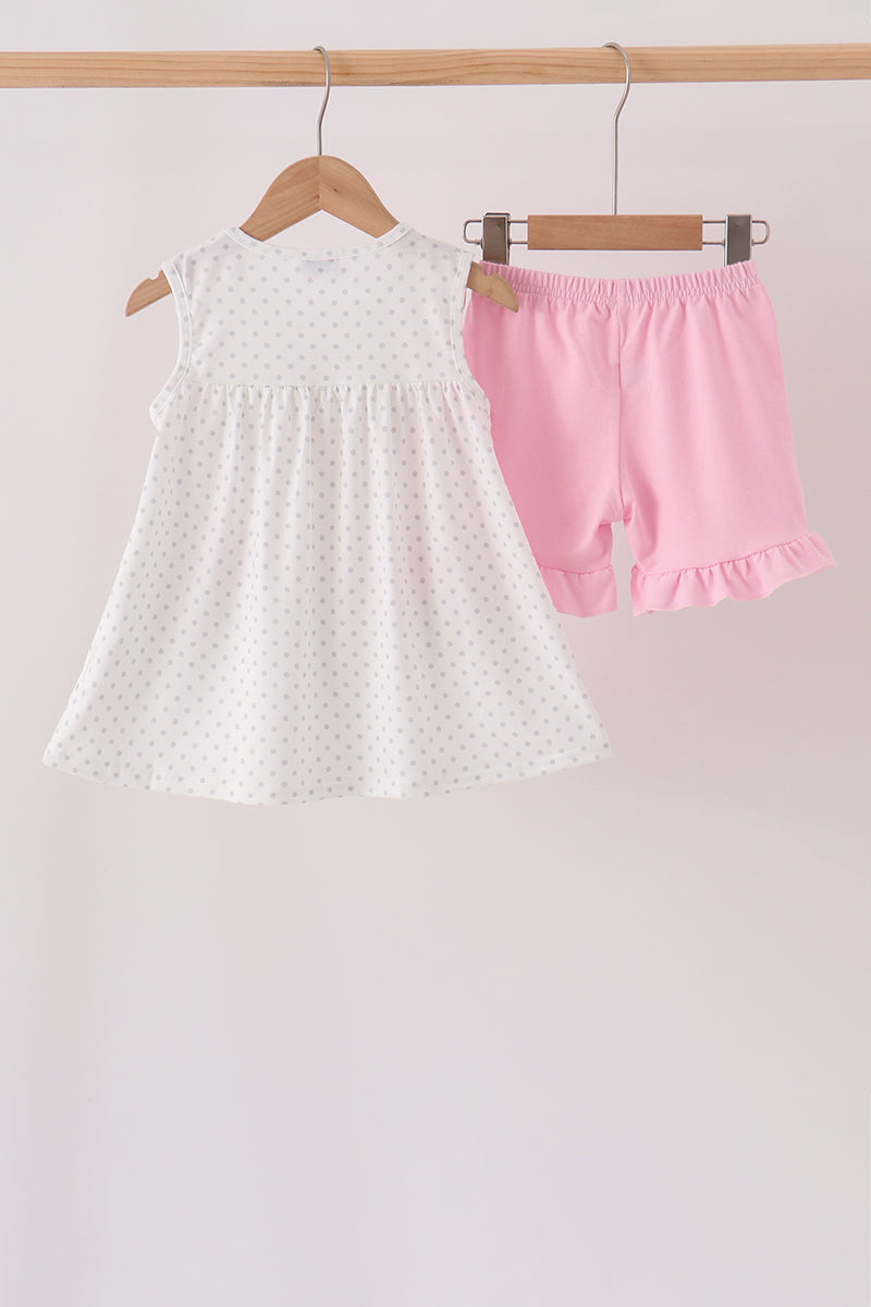 Pink Football Applique Ruffle Shorts Set