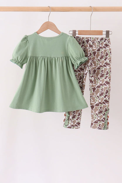 Camo Pumpkin Applique Ruffle Pants Set
