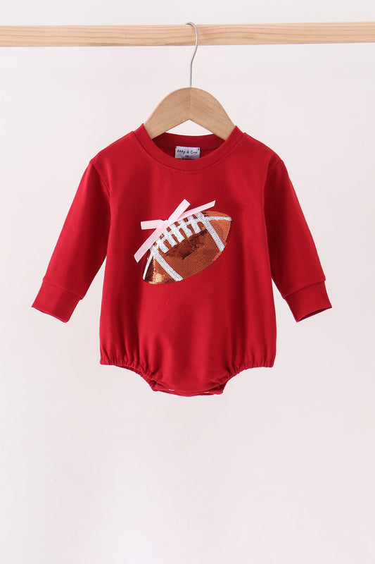 Maroon Football Bow Sequin Bubble