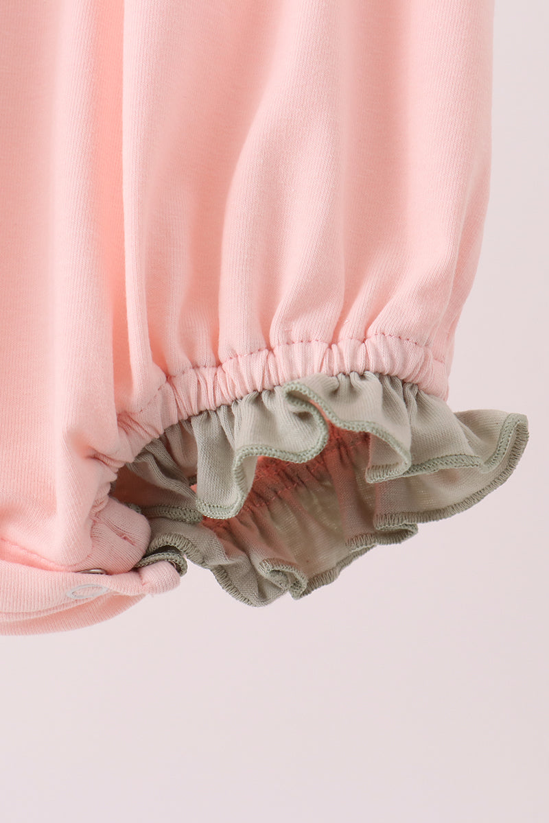 Pink Pumpkin Bow Appliqué Ruffle Bubble