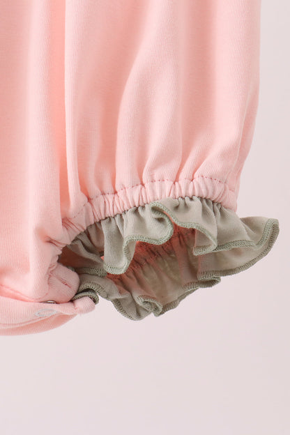 Pink Pumpkin Bow Appliqué Ruffle Bubble