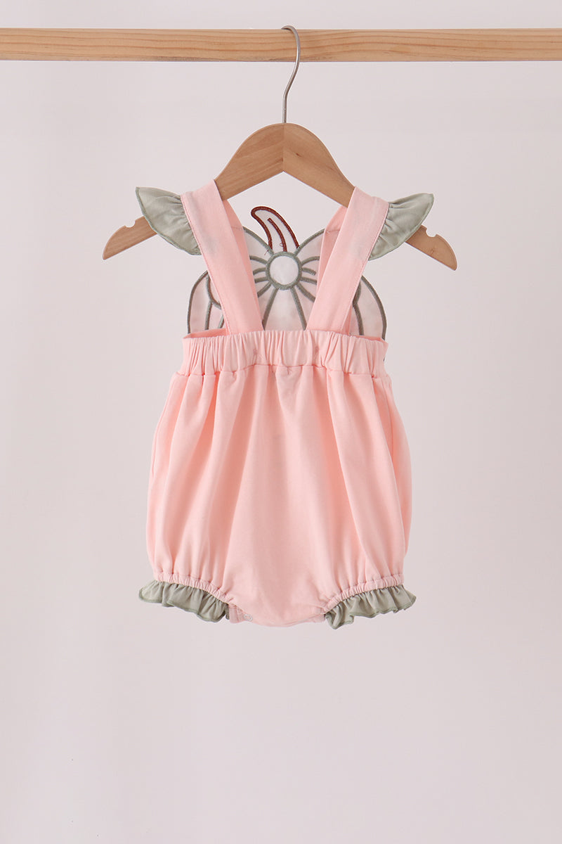 Pink Pumpkin Bow Appliqué Ruffle Bubble
