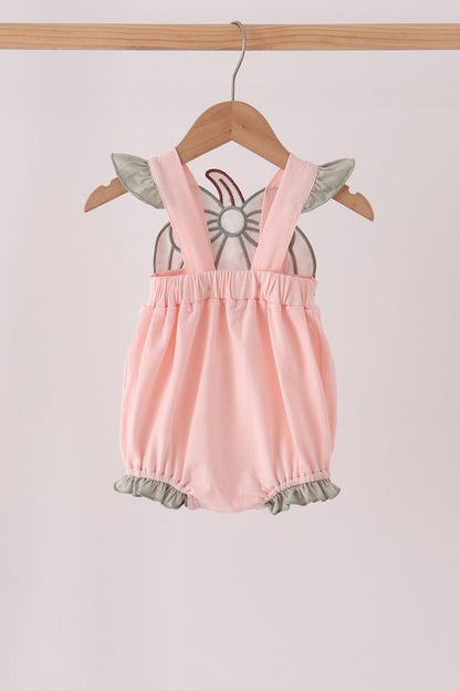 Pink Pumpkin Bow Appliqué Ruffle Bubble