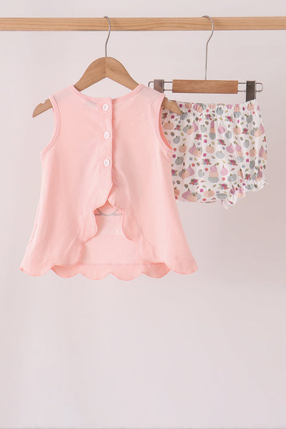 Pink Pumpkin Bow Appliqué Bloomer Set