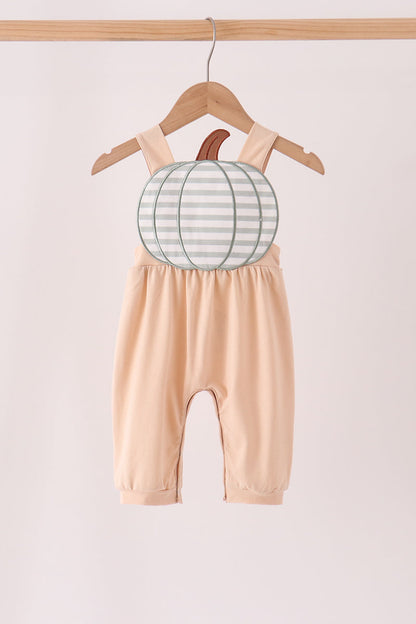 Khaki Pumpkin Appliqué Romper