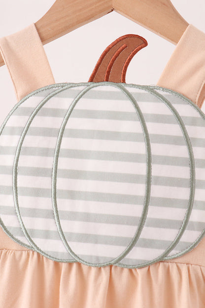 Khaki Pumpkin Appliqué Romper