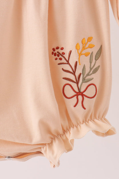 Khaki Floral Smocked Bubble