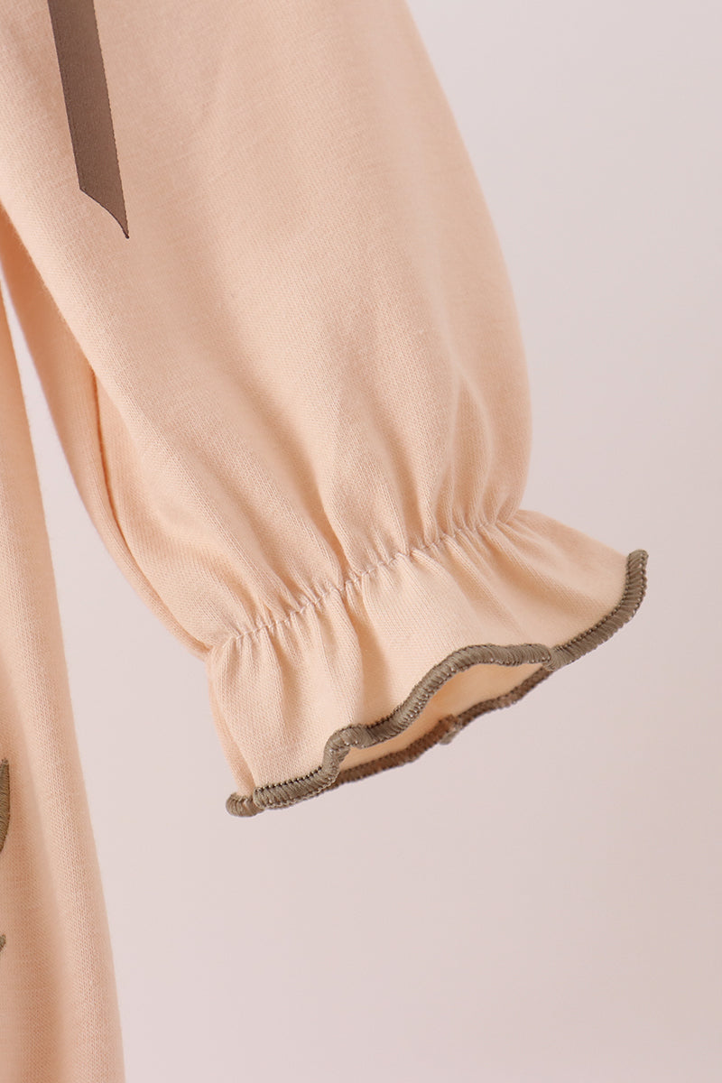 Khaki Floral Smocked Bubble