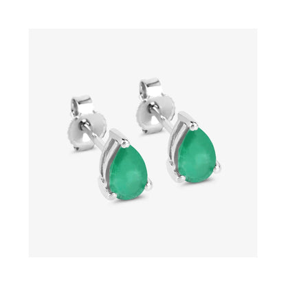 0.70 Ct Pear Green Zambian Emerald Prong 10K Stud Earrings