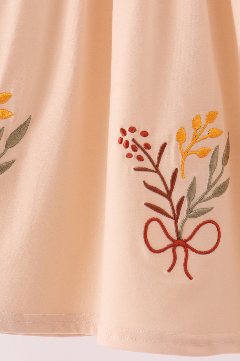 Khaki Floral Smocked Dress