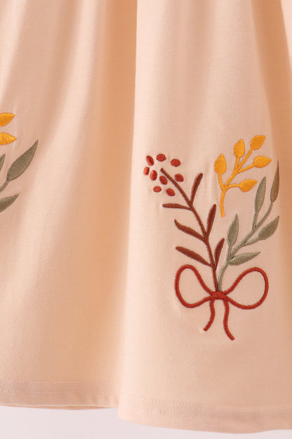 Khaki Floral Smocked Dress
