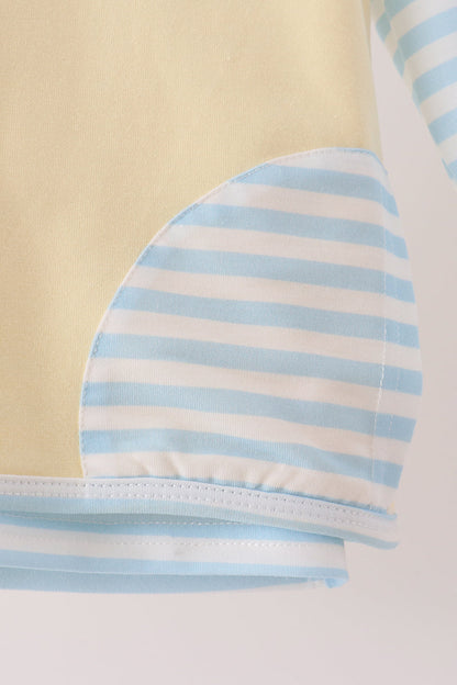 Blue Airplane Embroidery Stripe Vest Set