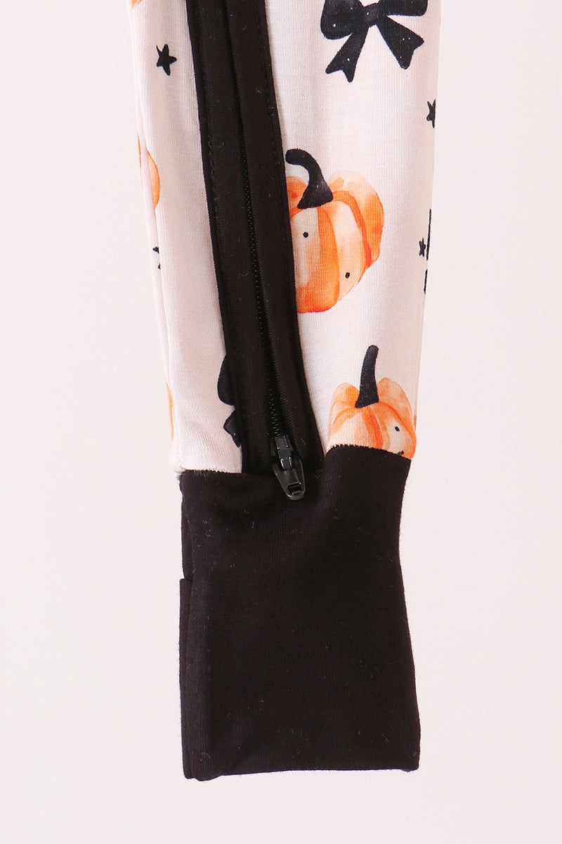 Bow Pumpkin Bamboo Romper